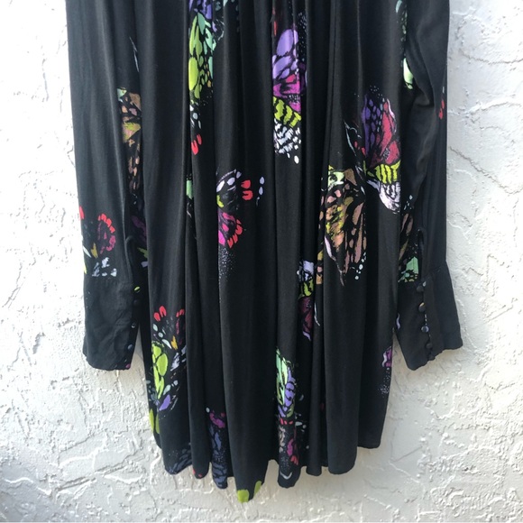 FREE PEOPLE Field of Butterflies Tunic Dress Top Black Multi Color Size Large - Picture 11 of 12